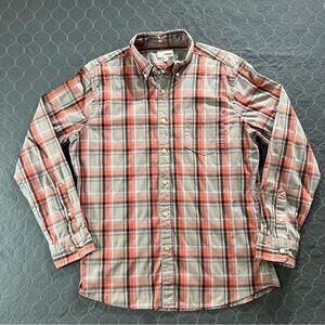 Sonoma Men's Red and Gray Plaid Button-Down Shirt